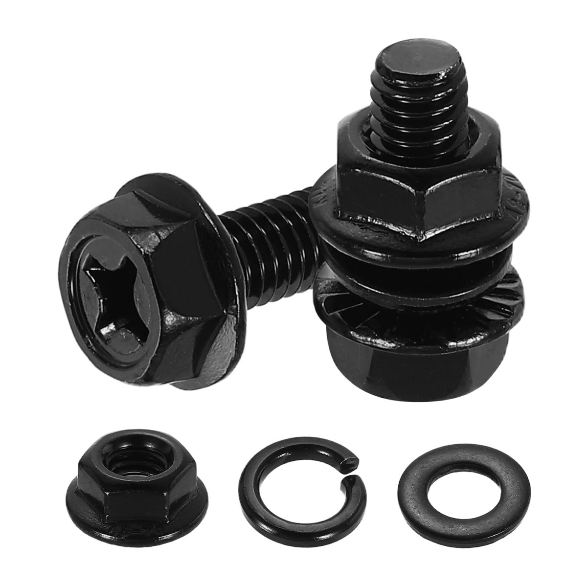 M6 X 16mm Phillips Flanged Hex Head Bolts 10pcs 304 Stainless Steel Flange Hexagon Screws With Nuts Flat Lock Washers Fully