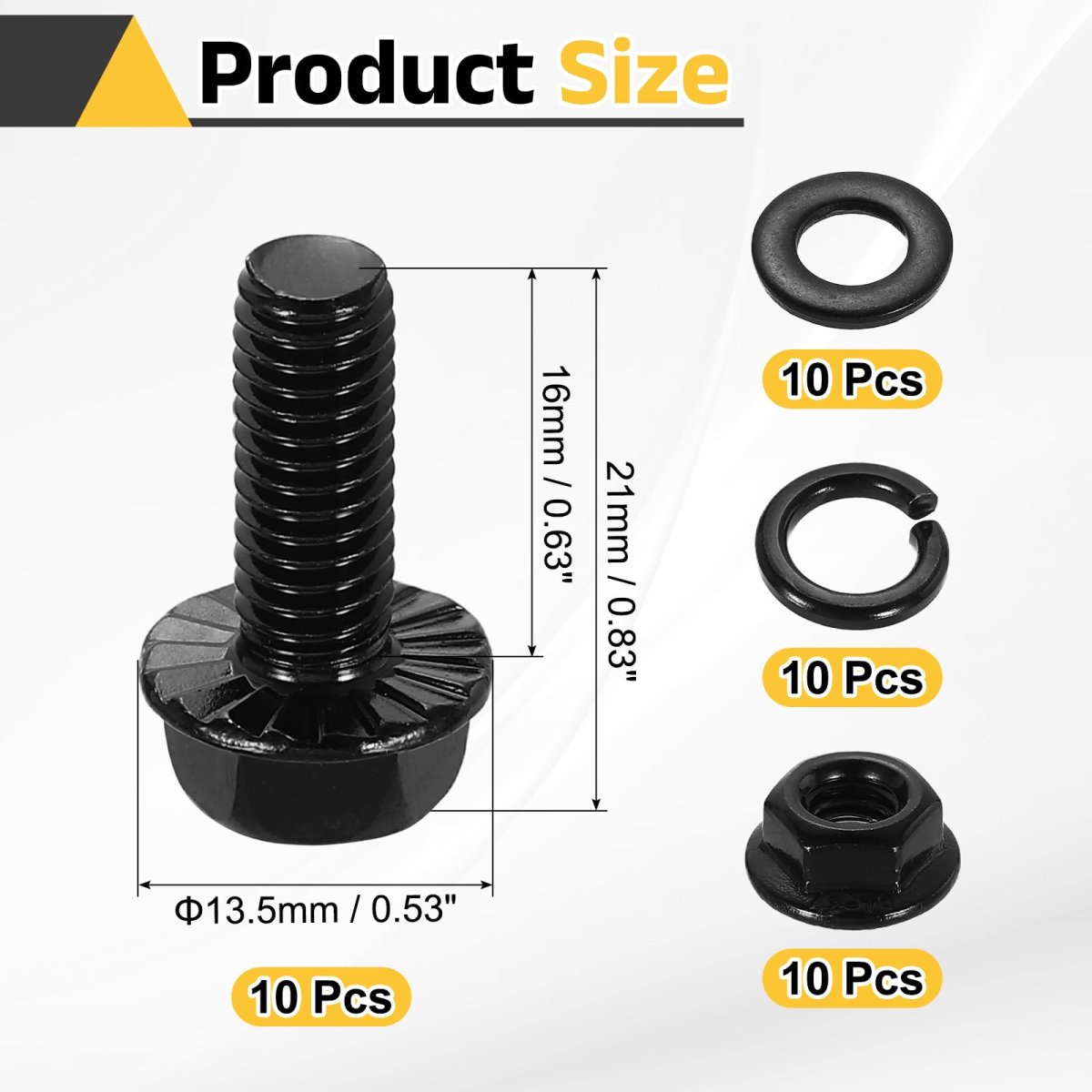 M6 X 16mm Phillips Flanged Hex Head Bolts 10pcs 304 Stainless Steel Flange Hexagon Screws With Nuts Flat Lock Washers Fully