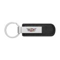 Cadillac Crest Pu Leather Strap Silver Metal Bar Key Chain Official Licensed 