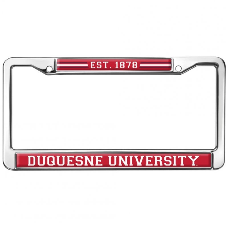 Duquesne University School Logo Full Size Standard License Plate Metal Frame 12 3 In X 6 Uv And Water Resistant Stainless Steel