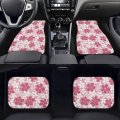 Cozeyat Cars Accessories Pink Floral Design 4 Packs Auto Front And Rear Floor Carpets With Rubber Heavy Duty Area Rugs Softy