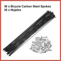 Acropix 36pcs Bicycle Carbon Steel Spokes 14g Bike Spoke 286mm Length With Nipples For Most Black Car Parts