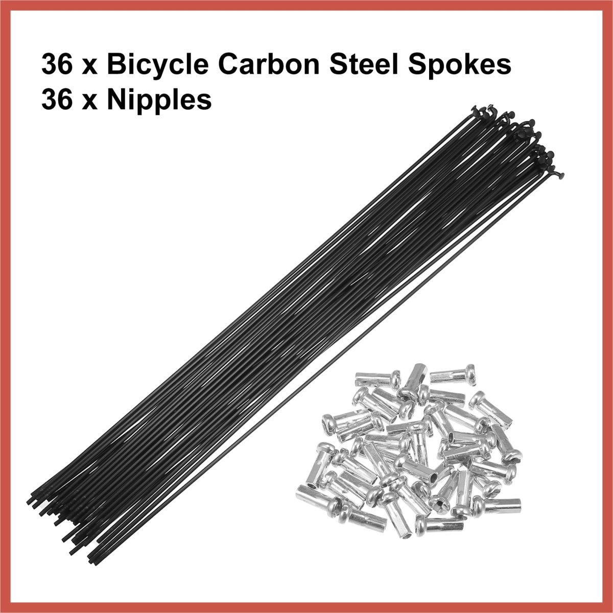 Acropix 36pcs Bicycle Carbon Steel Spokes 14g Bike Spoke 286mm Length With Nipples For Most Black Car Parts