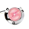 2 Pack Of Long Haul Clear Red Round Surface Mount Clearance Marker Led W Chrome Bezel 