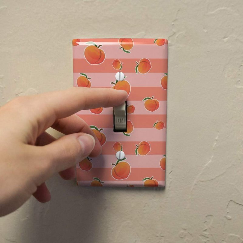 Cute Peaches And Stripes Pattern Plastic Wall Decor Toggle Light Switch Plate Cover