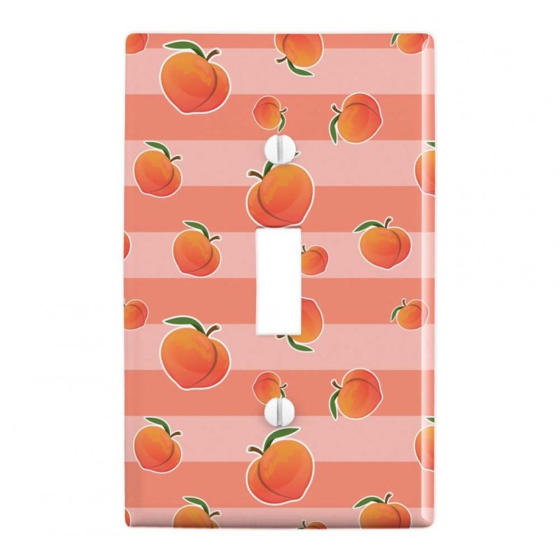 Cute Peaches And Stripes Pattern Plastic Wall Decor Toggle Light Switch Plate Cover