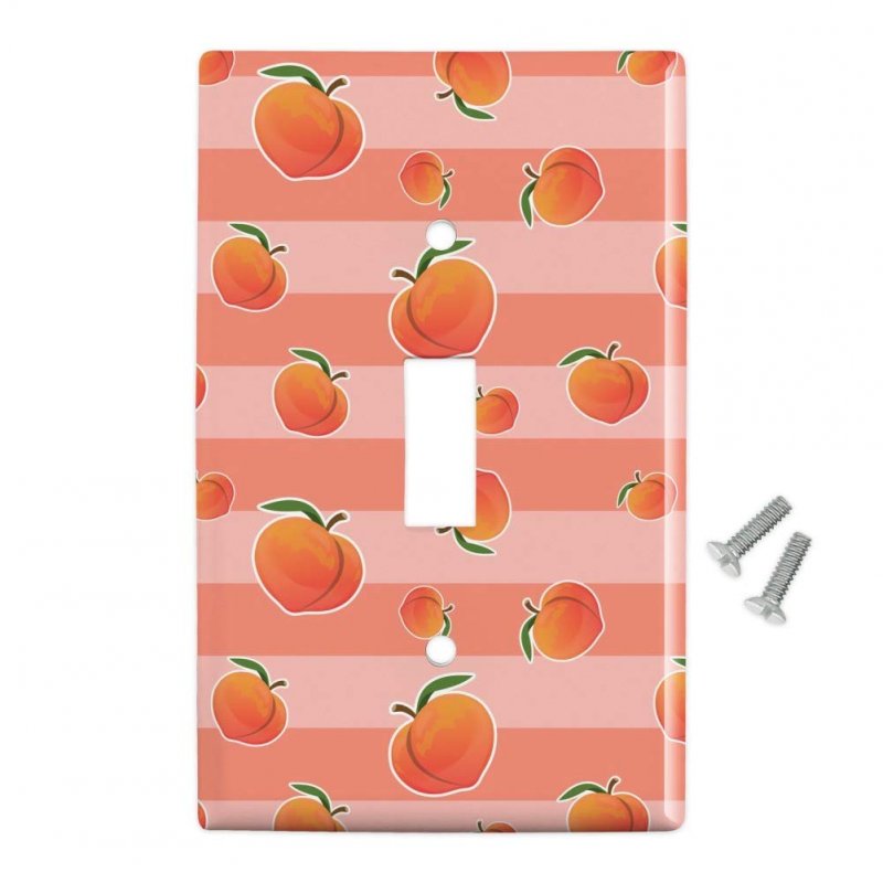Cute Peaches And Stripes Pattern Plastic Wall Decor Toggle Light Switch Plate Cover