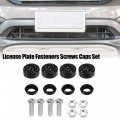 X Autohaux 1 Set Bling Car License Plate Fasteners Screws Caps Covers Black Universal Rhinestone Bolt Cap Plastic Washer
