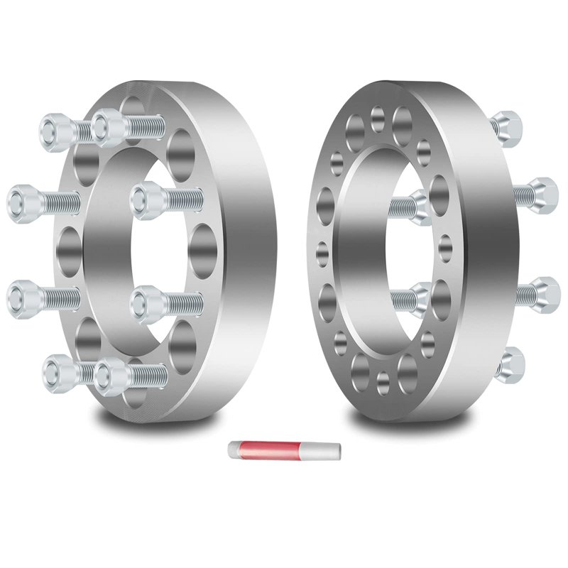 8x6 5 Wheel Spacers 1 Inch Thick Hub Bore 130mm With 14x1 Studs Silver 8 Lug Fit For 2500 2011-2014 Ram 3500 2010-2pcs