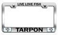 Live Love Fish Tarpon Fishing Chrome Metal License Plate Frame Tag Holder W21 