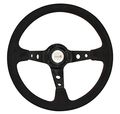 Ajp Distributors Universal Replacement 350mm Deep Dish Suede Wrapped Red Stiching Steering Wheel Black With Type R Horn Button 