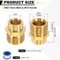 2pcs Pressure Washer Adapter M22 14mm Male To M14 Female Quick Connect Fittings Brass Swivel With Sealant Tape For Power
