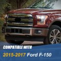 Auto Dynasty Halogen Model Front Bumper Driving Fog Light Lamps With Bezels Compatible Ford F-150 2015-2017 Driver And