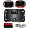 Httmt- Motorcycle Black Dual Led Laydown Curved License Plate Bracket Tag Holder W Mount Kit Compatible With 2005-2007 Softail