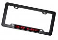 Black Carbon Fiber Look License Plate Frame With 3 8 L67 Red On Highly Polished Real Aluminum Emblem