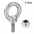 Uxcell Lifting Eye Bolt M4 X 11mm Male Thread With Hex Screw Nut For Hanging Securing Chain Wire Rope 304 Stainless Steel 6