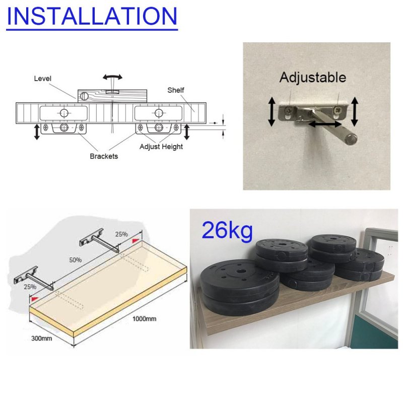 Bigteddy Adjustable Blind Shelf Floating Support Invisible Brackets Concealed Mount For Home Wall Diy Silver Packs Of 8