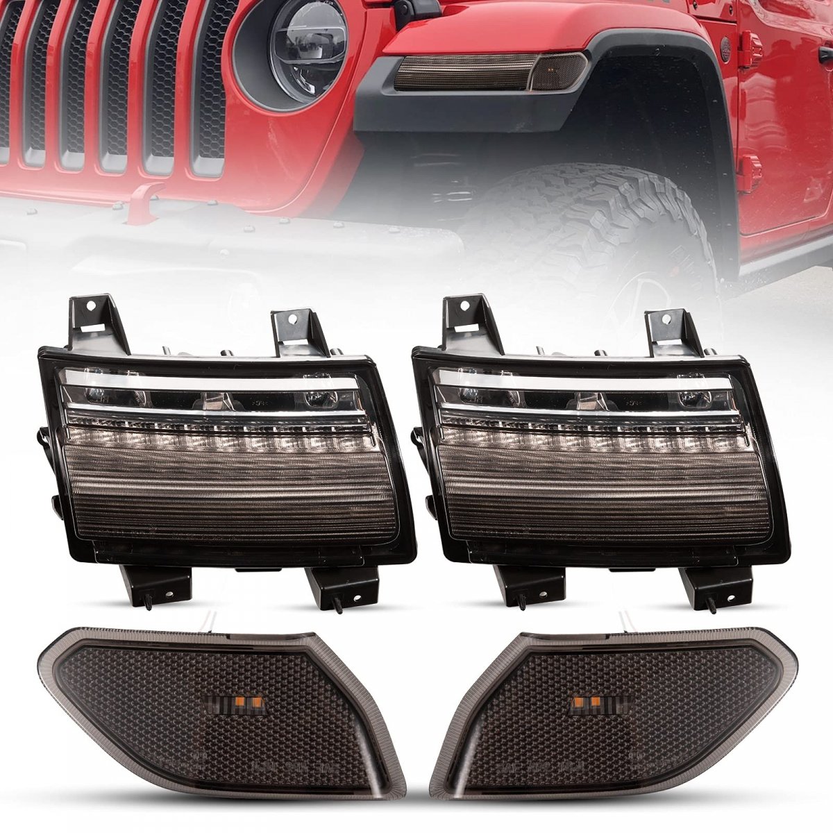 Bunker Indust Jl Led Fender Light Kit Sequential Flashing Turn Signal With Drl Side Markers Compitable For Jeep Wrangler 2018