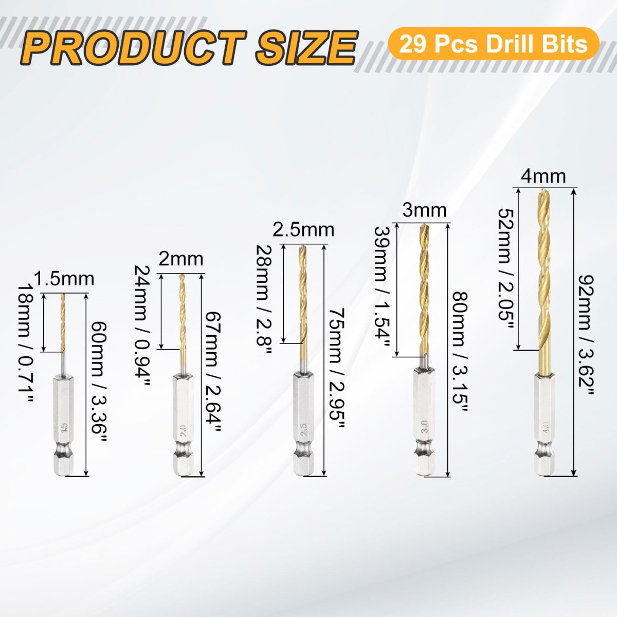 5pcs 1 4 Hex Shank Titanium Twist Drill Bit Set 5 Sizes 4mm-4mm Drilling Dia High Speed Steel Drills For Hardened Metal