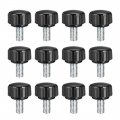 M5 X 10mm Metric Male Thread Knurled Clamping Knobs Grip Thumb Screw On Type Hand Handle Bolt With Plastic Black 12 Pcs 