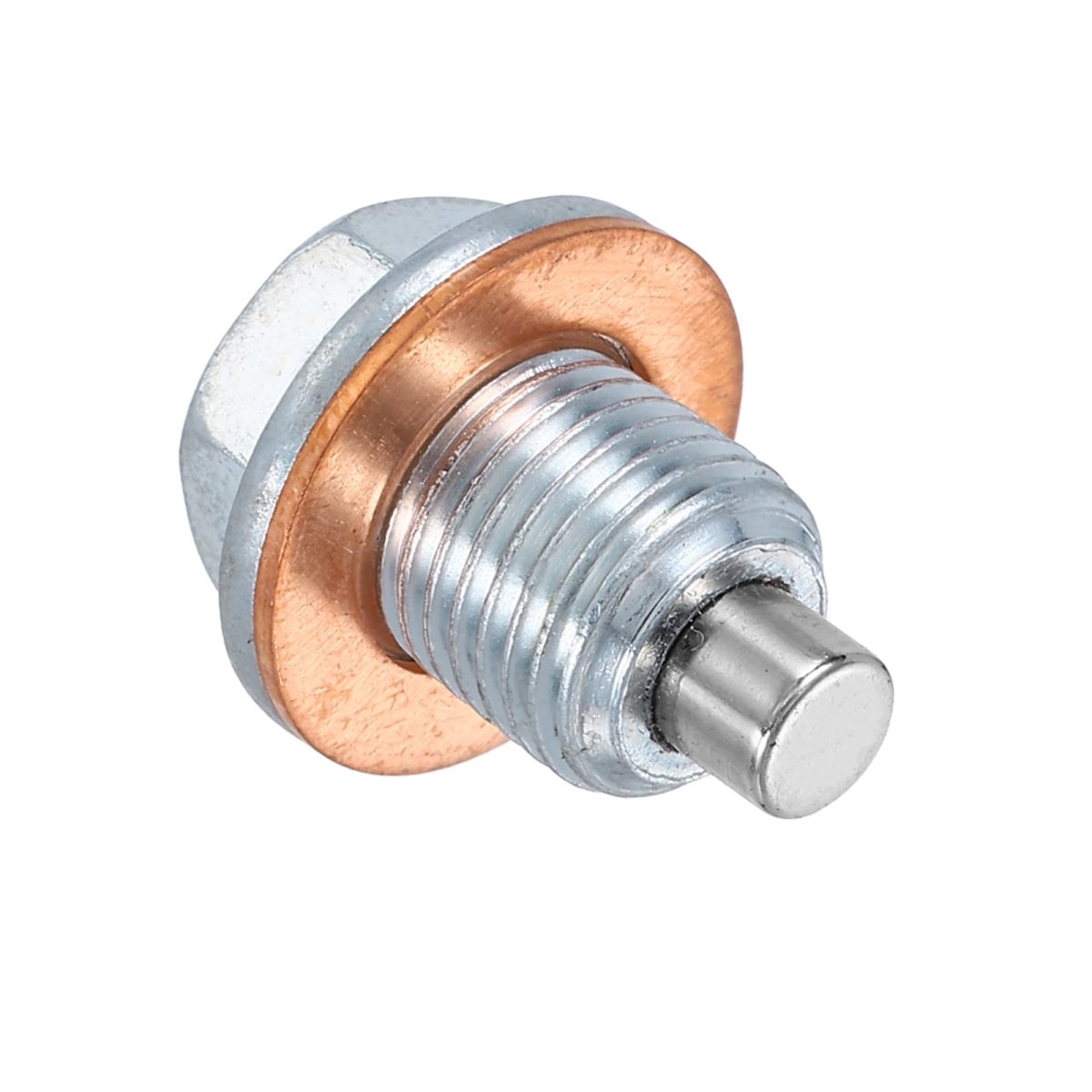 M12x1 25 Magnetic Oil Drain Plug 23mm Length Stainless Steel Pan Nut Bolt With Copper Crush Washer Universal Leak-proof
