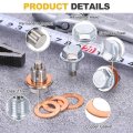 M12x1 25 Magnetic Oil Drain Plug 23mm Length Stainless Steel Pan Nut Bolt With Copper Crush Washer Universal Leak-proof