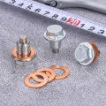 M12x1 25 Magnetic Oil Drain Plug 23mm Length Stainless Steel Pan Nut Bolt With Copper Crush Washer Universal Leak-proof
