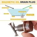 M12x1 25 Magnetic Oil Drain Plug 23mm Length Stainless Steel Pan Nut Bolt With Copper Crush Washer Universal Leak-proof