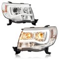 Pair Projector Headlights Led For 2005-2011 Toyota Tacoma W Led Tube Bar Drl Headlamp Front Light Replacement To2502157