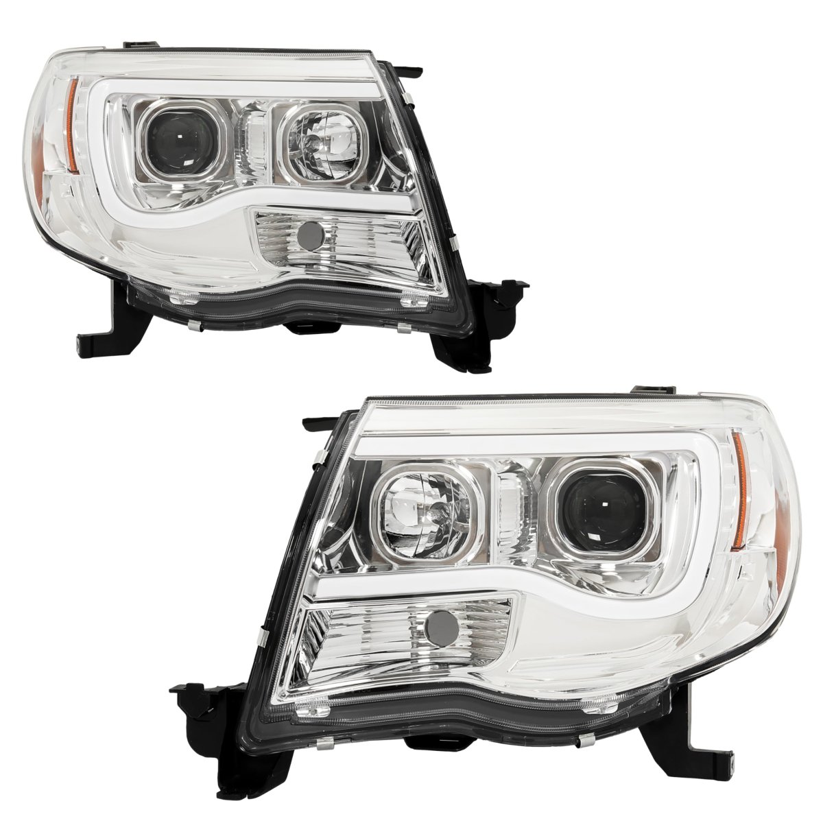 Pair Projector Headlights Led For 2005-2011 Toyota Tacoma W Led Tube Bar Drl Headlamp Front Light Replacement To2502157