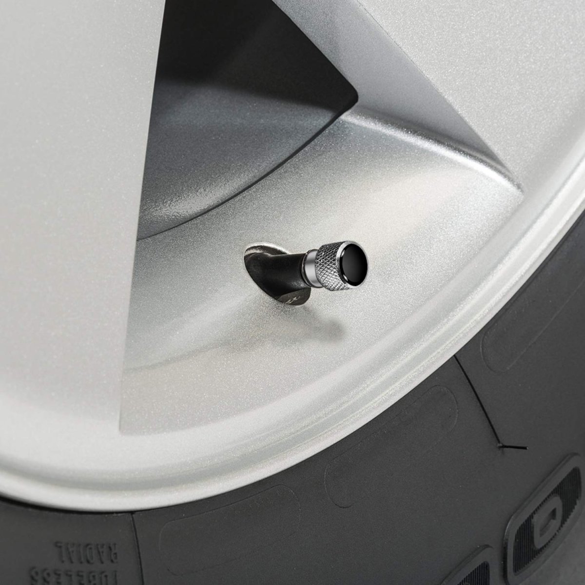Chevrolet Black Logo In On Shining Silver Easy-grip Aluminum Tire Valve Stem Caps Official Licensed