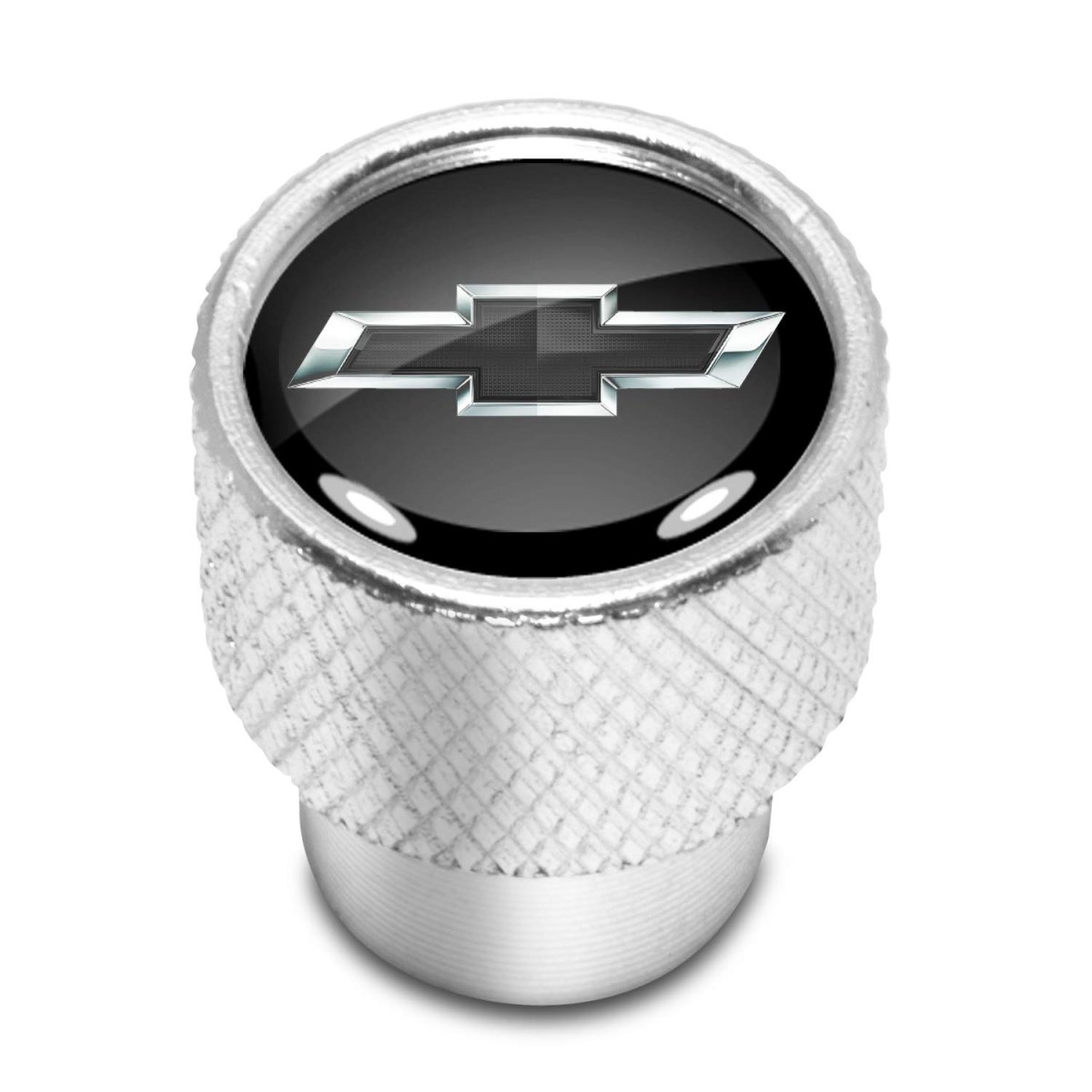 Chevrolet Black Logo In On Shining Silver Easy-grip Aluminum Tire Valve Stem Caps Official Licensed