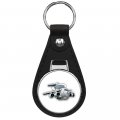 Cartoon Awacs Plane Il-76 Mainstay Keychain Black Premium Leather Chain With 1 In Round Silver Design And Key Ring 