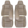 Tan Driver And Passenger Side Bottom Top Back Replacement Microfiber Leather Seat Covers Armrest For Ford F250 F350 F450 F550 