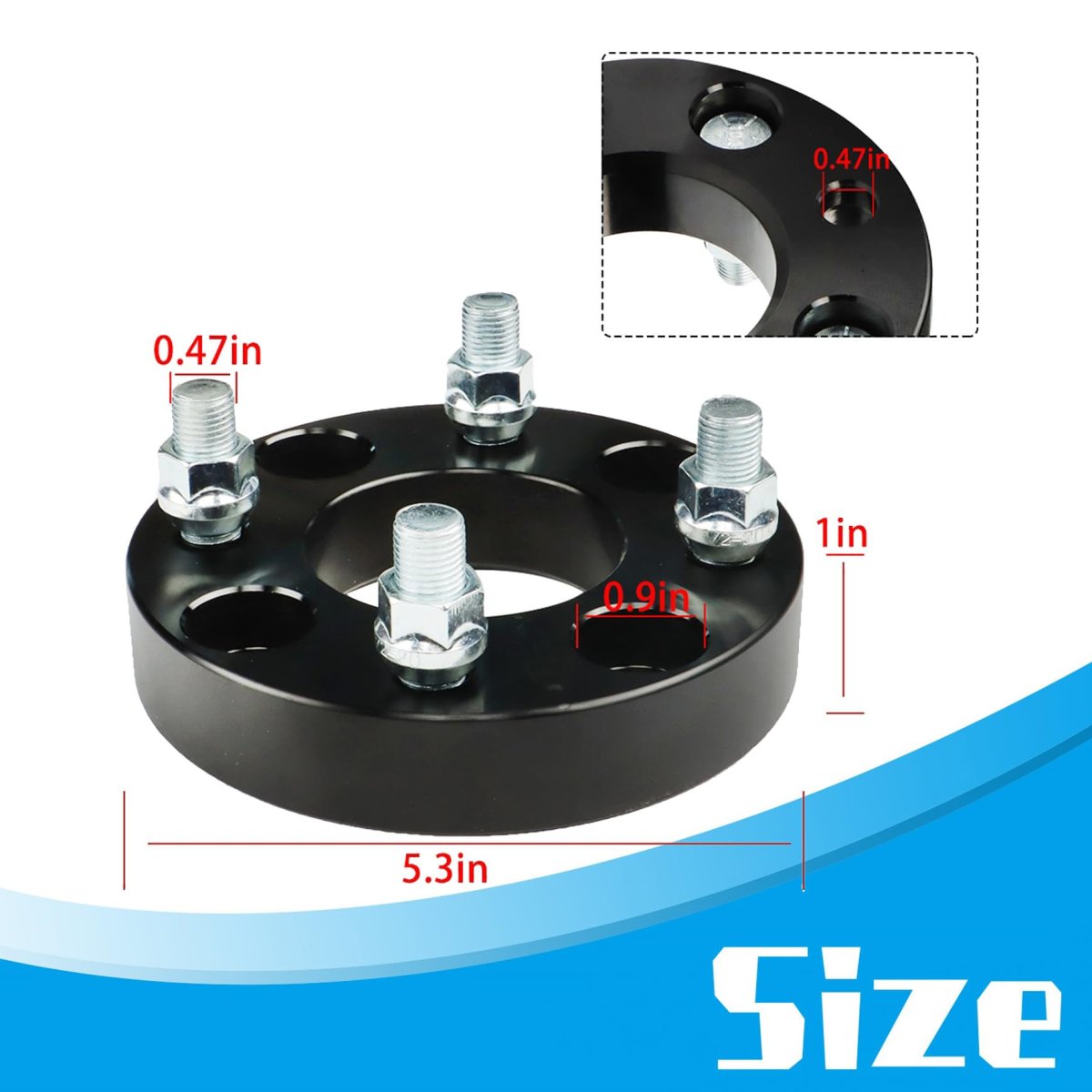 4pcs Wheel Spacers 1 Inch 25mm 4x101 6mm Hub Bore 62mm Replacement For Golf Cart Black