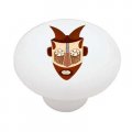 Gotham Decor Horned African Face Motif Ceramic Drawer Knob 