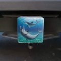 Dolphin And Baby Having Fun Ocean Tow Trailer Hitch Cover Plug Insert