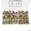 180pcs M3-m10 Rivet Nut Kit Zinc Plated Carbon Steel Flat Head Threaded Insert Nutsert