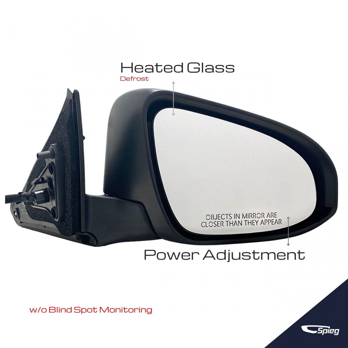 Spieg To1321320 Passenger Side Mirror Replacement For Toyota Camry 2015-2017 Power Heated Paintable Black 5pin Rh