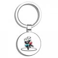Glover Trading Panda Sumo Round Stainless Steel Metal Key Chain Keychain Ring Double Sided Deisgn 