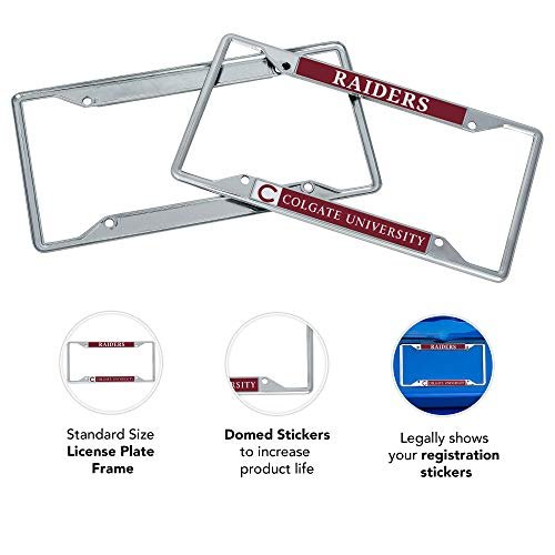 Colgate University Raiders Metal License Plate Frame For Front Or Back Of Car Officially Licensed Mascot