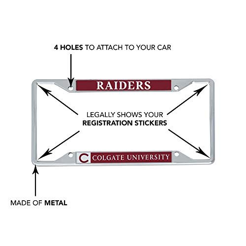 Colgate University Raiders Metal License Plate Frame For Front Or Back Of Car Officially Licensed Mascot