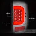 Pair Chrome Housing Clear Lens Red 3d Led Bar Tail Lights Dual Row 3rd Brake Light Compatible With Ford Super Duty