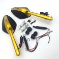 Httmt Mt422- Motorcycle Cnc Yellow Rear View Leda Turn Signal Side Mirrors Compatible With 8mm 10mm Bolt Screw Yamaha Fz1 Fz6