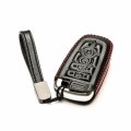 Vitodeco Genuine Leather Smart Key Fob Case For Lincoln Aviator 2020-2024 Corsair Nautilus Navigator 5-button Black Red 