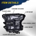 G-plus Headlights Assembly Compatible With 2015 2016 2017 Ford F150 Bumper Headlamp Smokya Lensa Black Housinga Cleara