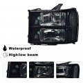 G-plus Headlights Replacement For 07-13 Gmc Sierra 1500 07-14 2500 Hd 3500 Headlamps Left And Right Side Smokya Lensa Black