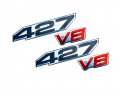 Erpart Combo Black On Silver 427 And Red V8 Highly Polished Embossed Aluminum Emblem Badge Nameplate Compatible With Chevy