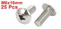 Uxcell M6x16mm Stainless Steel Truss Phillips Head Machine Screws 25pcs