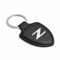 Ipick Image Made For Nissan 370z Z Logo Black Real Leather Shield-style Key Chain